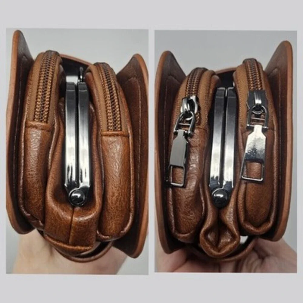 Women's Brown Stud Rhinestones Western Boho Chain Crossbody Wallet Faux Leather